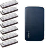DaBell Story 7 Pack with Kongsheng 7 Piece Case High Quality 10 Hole Diatonic Harmonicas includes Free USA Shipping