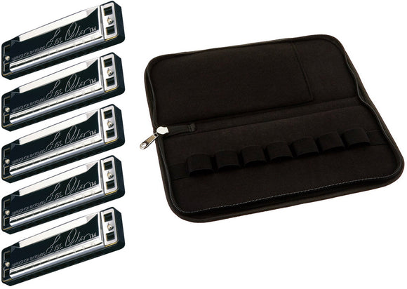 Lee Oskar Harmonica 5 pc set with LOHP Case includes free USA Shipping
