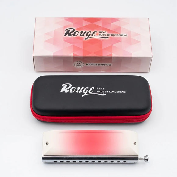 *Deal Of The Day* Kongsheng Rouge RE48 12-Hole Valved Chromatic Harmonica Key of C. Includes Free USA Shipping