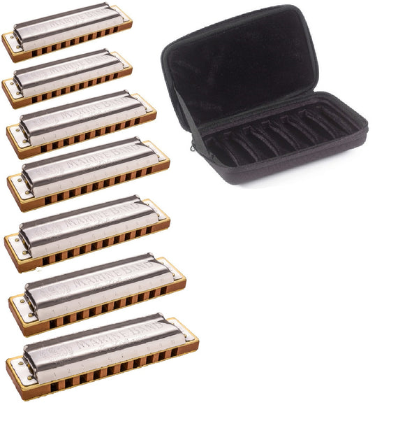 Hohner 1896 Marine Band 7 Piece Set with Hohner C7 Case YOU PICK THE KEYS free USA Shipping