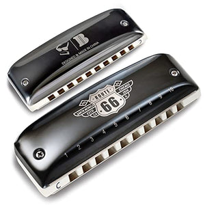 Kongsheng Route 66 Black 10 Hole Harmonica. Includes Free USA Shipping