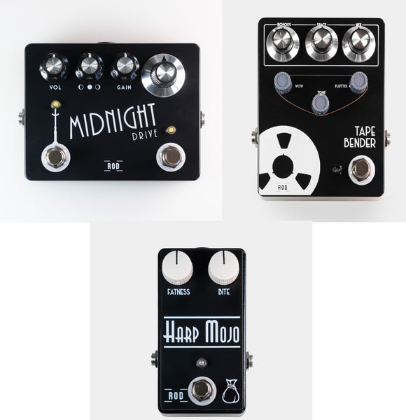 Harp ROD Effects Harmonica Pedal Midnight Drive, Tape Bender, & Harp Mojo 3 Piece Bundle. Includes Free USA Shipping