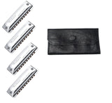 JDR Evolution Harmonica E20 4 Pack with Bushman Leather 4-slot Harmonica Case. Includes USA Shipping