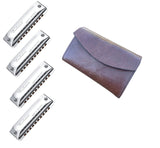 JDR Evolution Harmonica E20 4 Pack with Bushman Leather 4-slot Harmonica Case. Includes USA Shipping