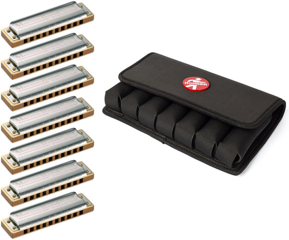 BUNDLE: Hohner Marine Band Deluxe 7 Piece Set With Hohner Medium FlexCase and a mini Hohner #108 key C harmonica. YOU PICK THE KEYS. Includes Free USA Shipping