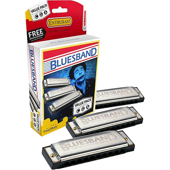 Hohner Blues Band 3 Piece Value Pack Keys C, G, A. Includes Free USA Shipping.