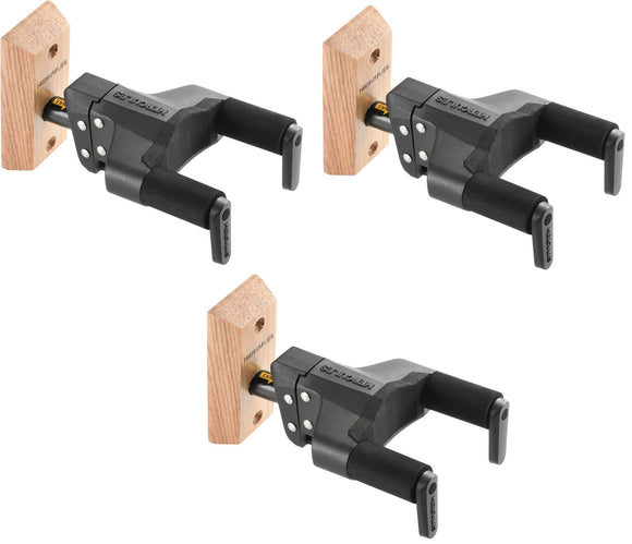 Hercules Auto Grip System (AGS) Guitar Hanger, Wood Base, Short Arm GSP38WB PLUS (3 Pack). Includes Free USA Shipping.