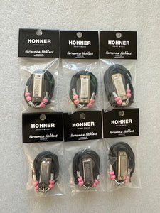 Hohner 38N Mini Pink Harmonica Necklace Chrome Key of C (6 Pack). Includes Free USA Shipping