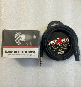 Hohner Harp Blaster HB52 Harmonica Microphone with 10' Pig Hog Microphone Cable PX-TMXF1. Includes Free USA Shipping