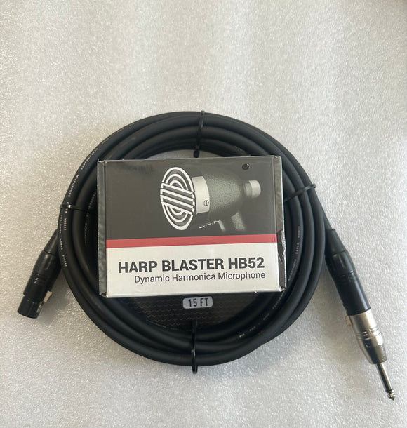 Hohner Harp Blaster HB52 Harmonica Microphone with 15' Pig Hog Microphone Cable PHM15 and XLR to 1/4