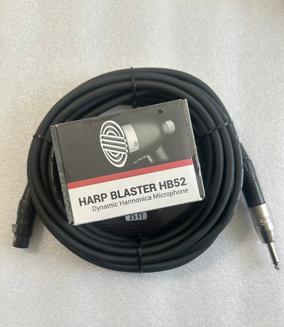 Hohner Harp Blaster HB52 Harmonica Microphone with 25' Pig Hog Microphone Cable PHM25 and XLR to 1/4