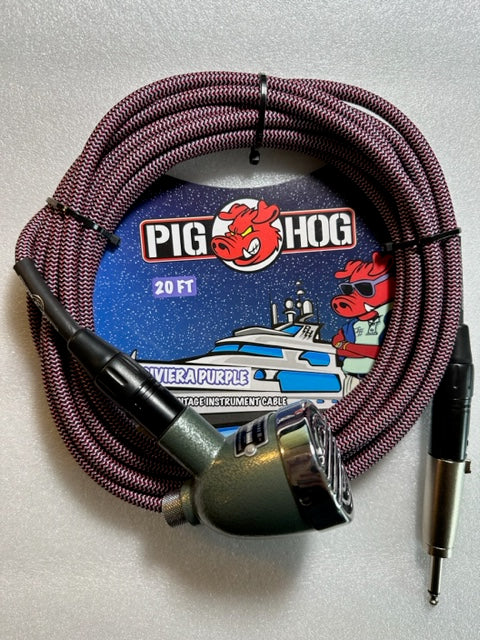 Hohner Harp Blaster Harmonica Microphone with 20 Foot Riviera Purple Pig Hog Microphone Cable and XLR 1/4