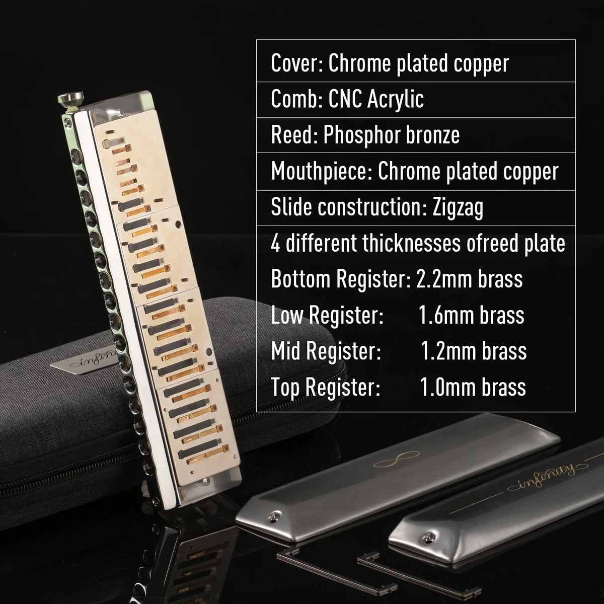 JDR Infinity 16-Hole Chromatic Harmonica in the Key of C. Includes USA ...