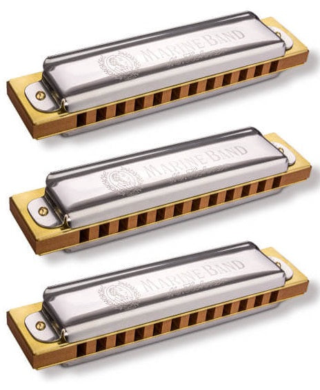 Hohner Marine Band 364-G Harmonica | 12 Hole Key Of G | Stainless Steel Reeds | Pearwood Comb