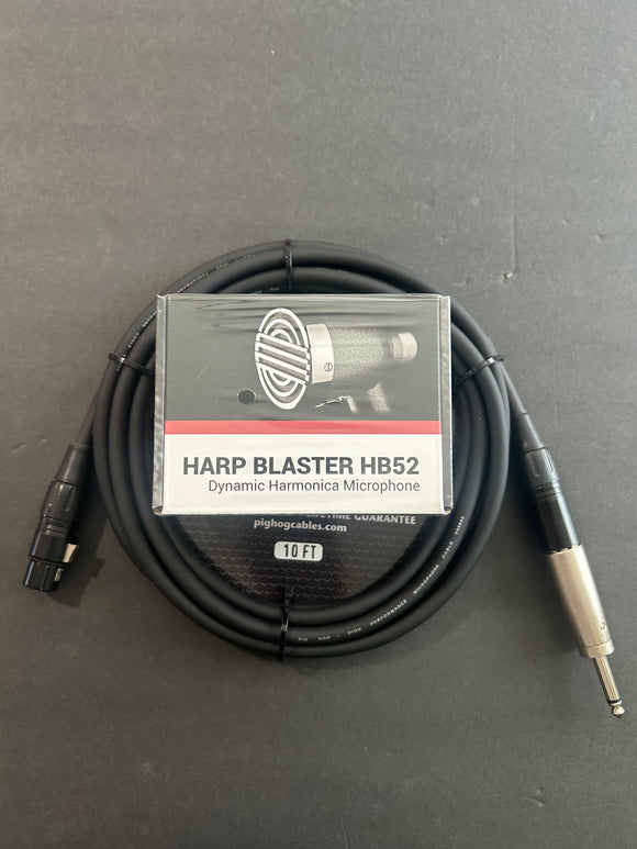 Hohner Harp Blaster Harmonica Microphone with 10' Pig Hog Microphone Cable and XLR to 1/4