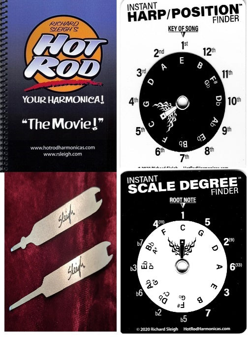 Richard Sleigh Bundle: Hot Rod Your Harmonica DVDs + Book, Circle Wheel Position Finder, And 2 Pc Reed Wrench Set. Includes Free USA Shipping