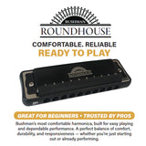*Bundle* Bushman Roundhouse Harmonica with Bushman 10-Hole Leather Diatonic Harmonica Pouch. Includes Free USA Shipping