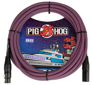 Pig Hog "Riviera Purple" Woven Mic Cable, 20ft XLR Free USA Shipping