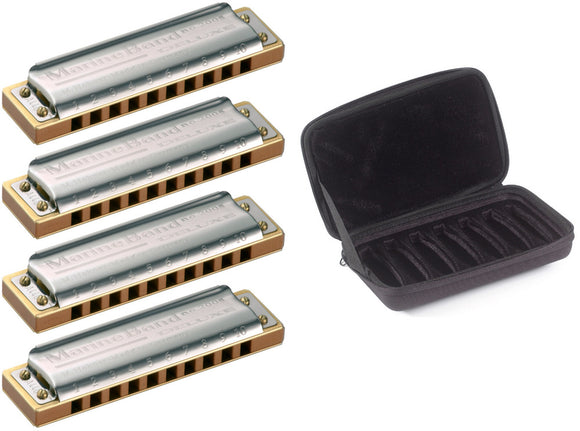 Hohner Marine Band Deluxe 4 Piece Set with Hohner C7 Case YOU PICK THE KEYS free USA shipping