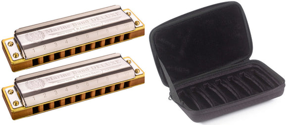 Hohner Marine Band Deluxe 2 Piece Set with Hohner C7 Case YOU PICK THE KEYS free USA shipping